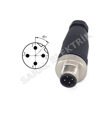 M12 4 Pin B Kodlu Erkek Seyyar Konnektör Lumberg PG7
