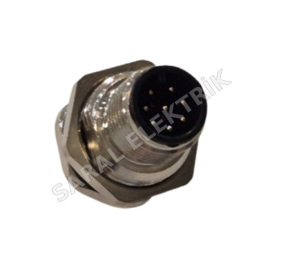 M12 8 Pin Panel Erkek Konnektör Önden Somunlu