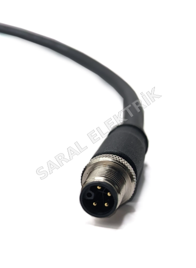 M12 5 Pin L Coding Erkek 1 Metre Kablolu Konnektör