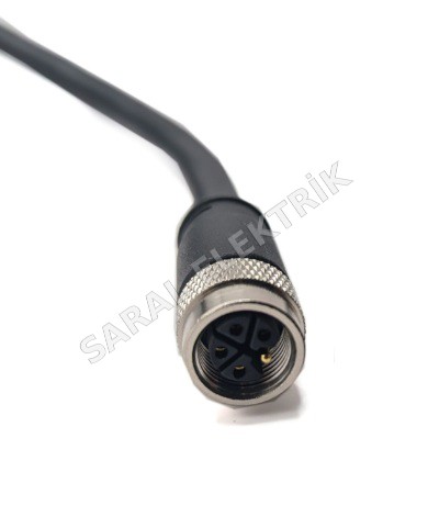 M12 5 Pin L Coding Dişi 1 Metre Kablolu Konnektör