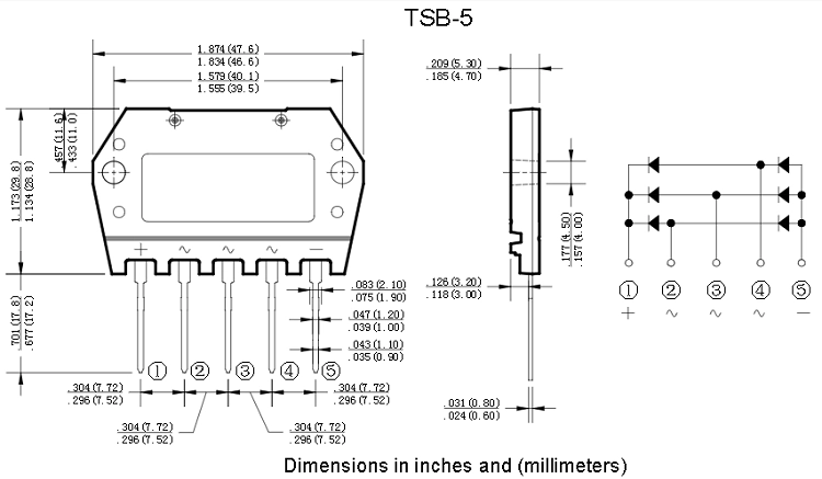 DF25NA160 Kopru Diyot Tarak Tip 5Pin 3Faz 25A 1600V 