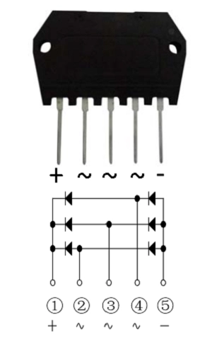 DF25NA160 Kopru Diyot Tarak Tip 5Pin 3Faz 25A 1600V 