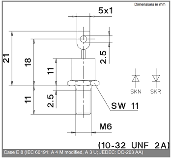 Semikron, SKN26/12, Anot Diyot Vidalı, 25A 1200V