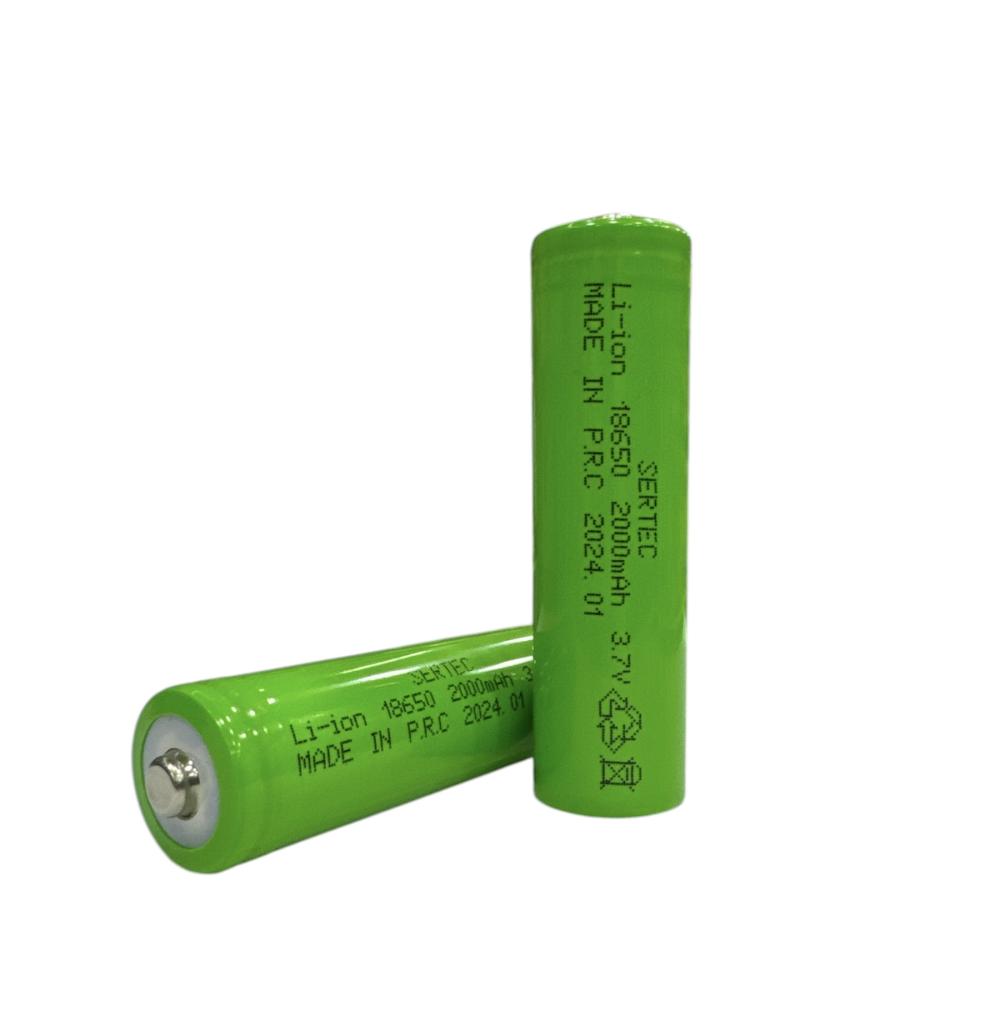 Sertec 18650 3.7V 2000 Mah 1C Li-ion Şarjlı Pil Başlı