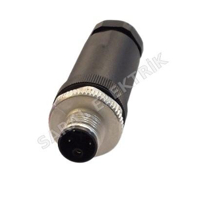 M12 4 Pin T Kodlu Erkek Konnektör