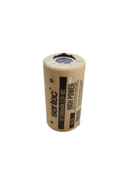 Sertec 1.2V Ni-Cd SC 1500 Mah Kağıt Şarjlı Pil 10C (Başsız/Flat Head)