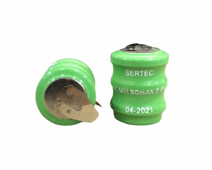 Sertec - 3.6V 3S1P 80 Mah 2 Pin NI-MH Buton Pil