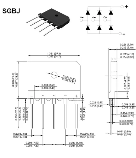 SGBJ3516 Kopru Diyot Tarak Tip 5Pin 3Faz