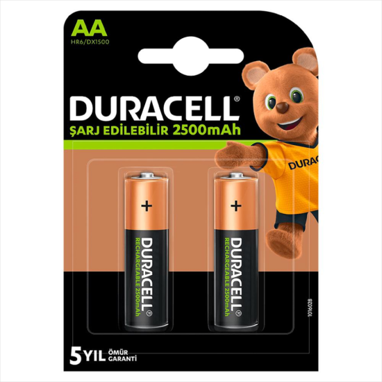 Duracell 1.2V 2500 mAh AA Şarjlı Kalem Pil 2li