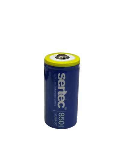 Sertec 3.7V Li-ion 16340 - 850 mAh 3C Başlı Şarjlı Pil