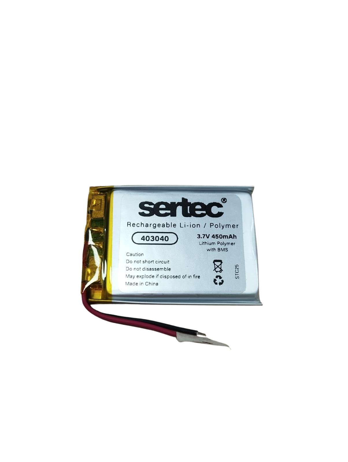 Sertec 403040 3.7V 450 MAh Li-Polymer Pil (Devreli/1.5A)