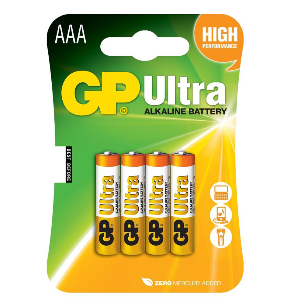 GP  Ultra Alkalin AAA İnce Kalem Pil 4lü