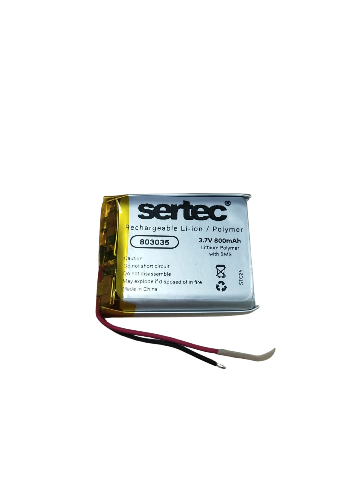 Sertec 803035 3.7V 800 MAh Li-Polymer Pil (Devreli/1.5A)
