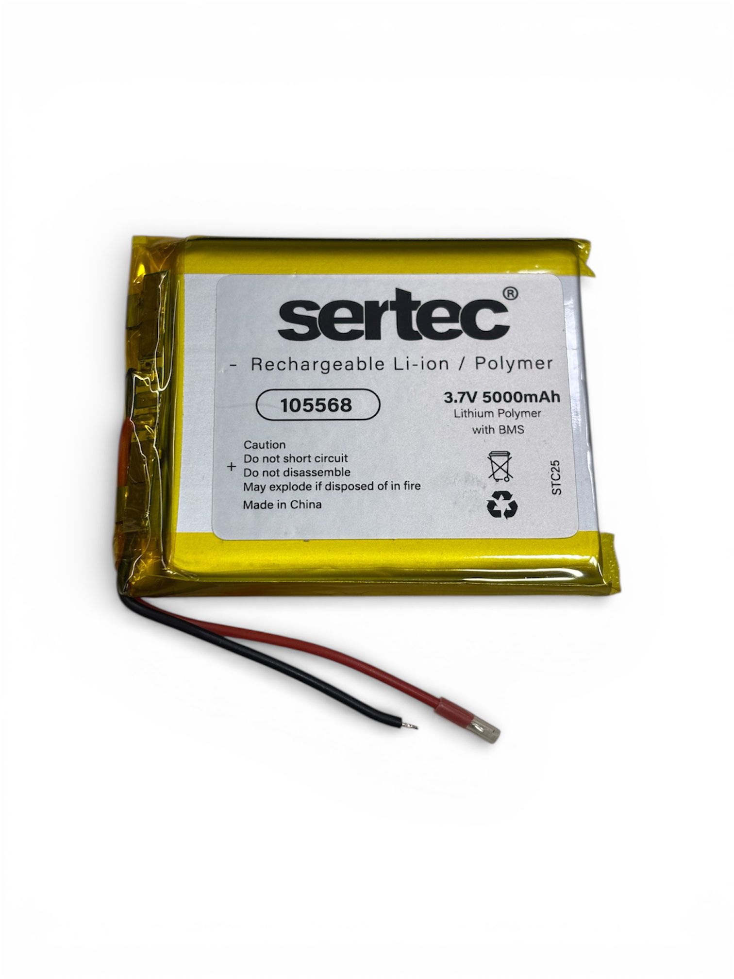 Sertec 105568 3.7V 5000 mAh Li-Polymer Pil (Devreli/1.5A)