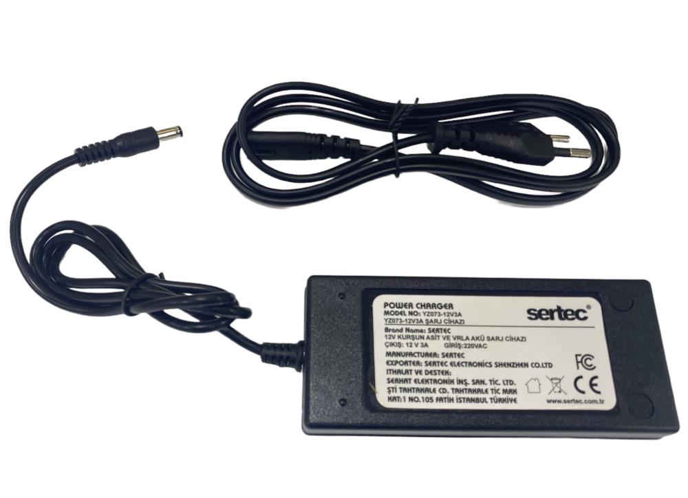Sertec 12V 3A  Akü Şarj Adaptörü