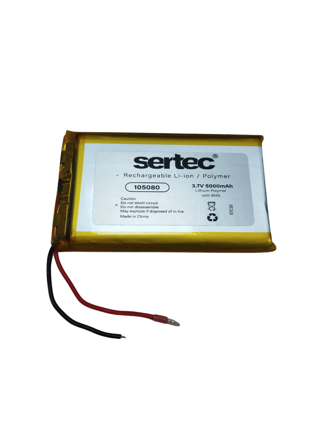 Sertec 105080 3.7V 5000 mAh Li-Polymer Pil (Devreli/1.5A)