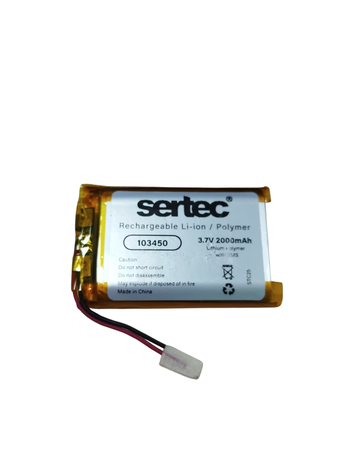 Sertec 103450 3.7V 2000 MAh Li-Polymer Pil (Devreli/1.5A)
