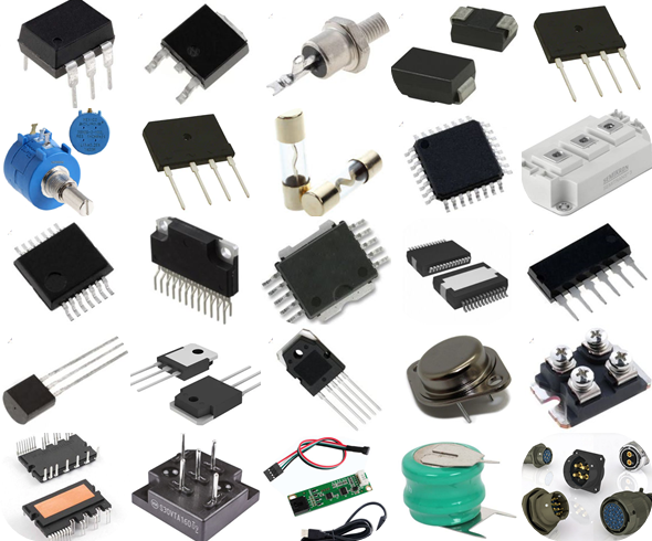 entegre, transistor, mosfet, ıgbt modul, tristor modul, diyot modul, cam sigorta, porselen sigorta, potansiyometre, trimpot, kristal, fan, röle, trafo, konnektor, askeri konnektor, varistor, ntc, ptc, triak